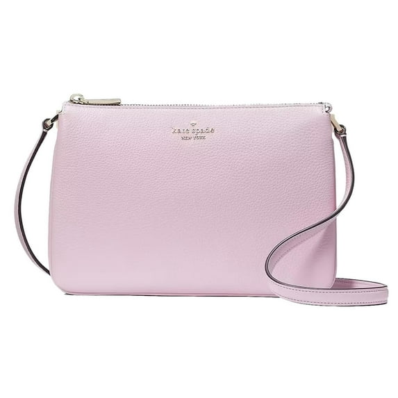 Kate Spade Leila Triple Gusset Crossbody Pebbled Leather Shoulder Bag, Quartz Pink