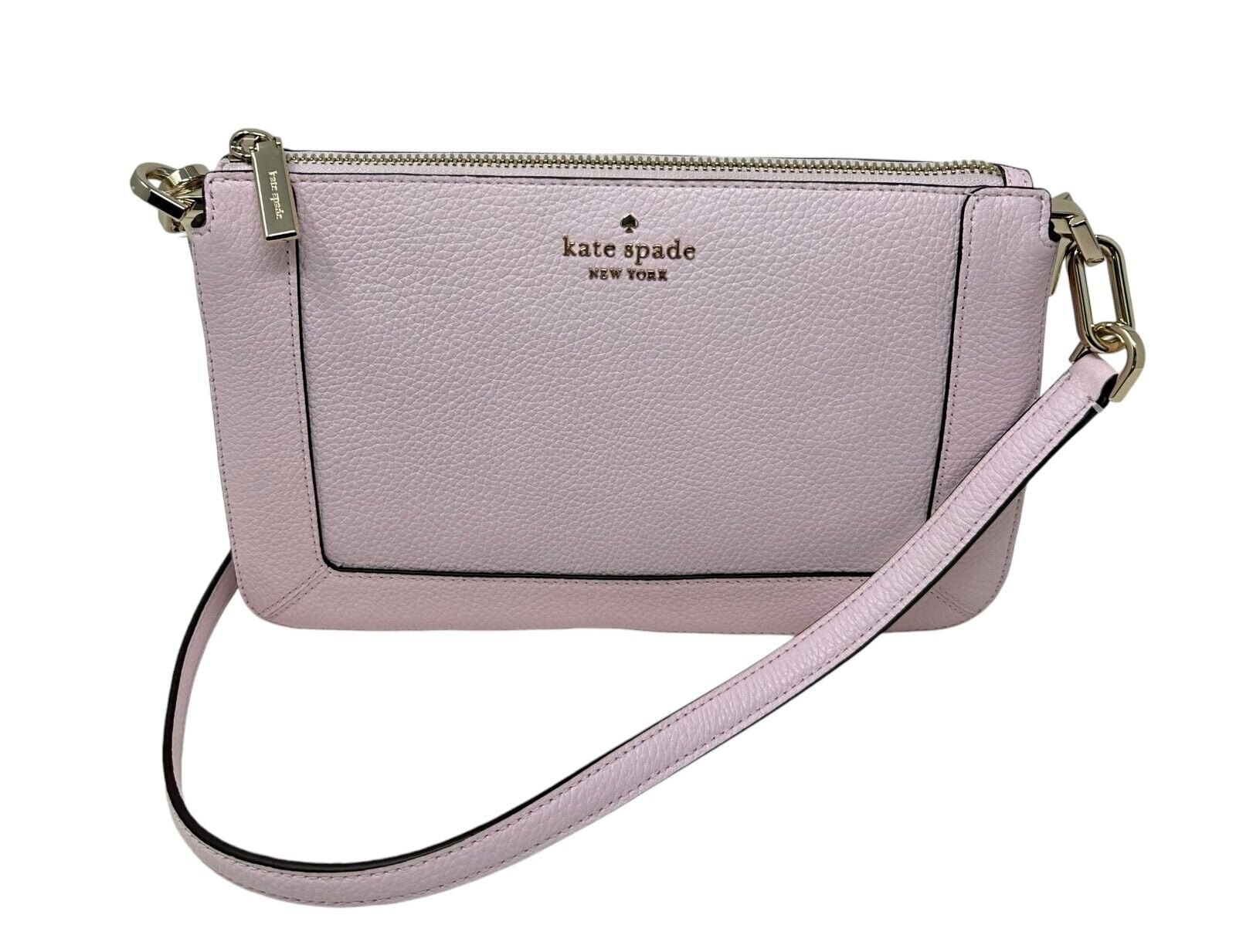 Kate Spade Lena Double Compartment Shimmer Pink Leather Crossbody Bag KH430