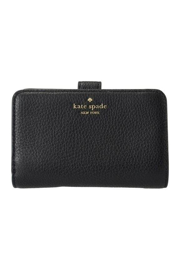Lena Pebbled Leather Medium Bifold Wallet (Black)