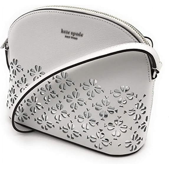 Kate Spade MEDIUM DOME CROSSBODY sylvia perforated optic white