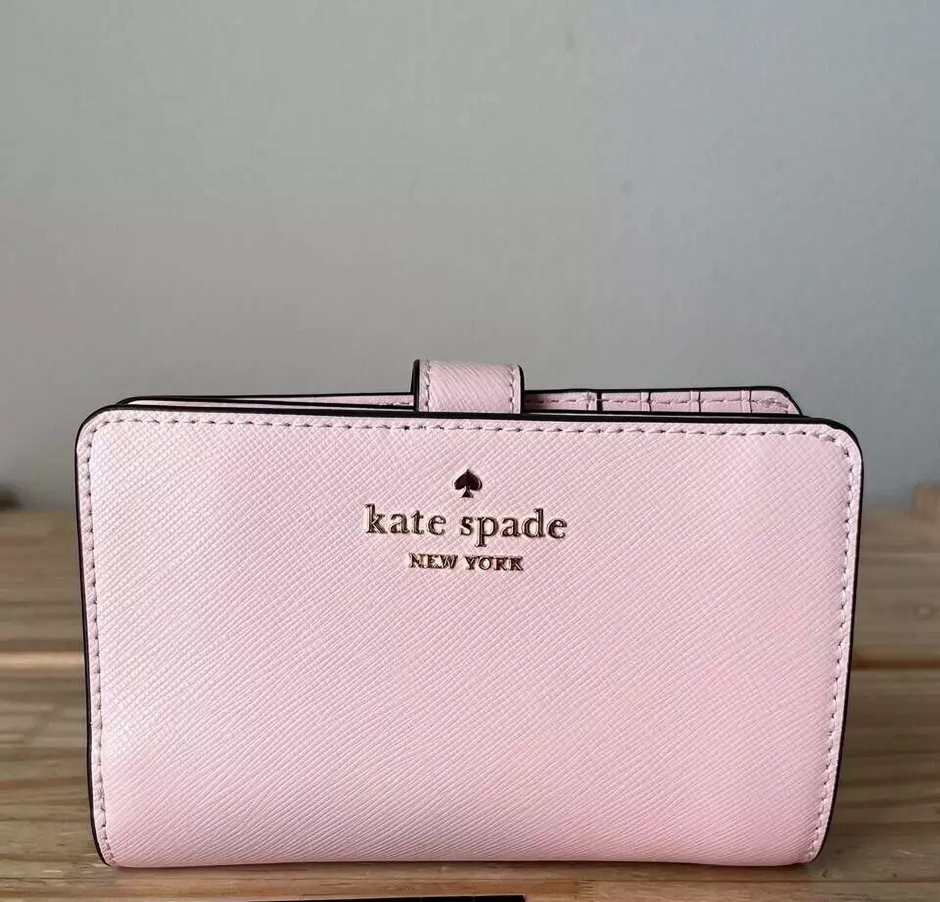 Kate Spade Madison Compact Bifold Wallet Saffiano Leather Conch Pink