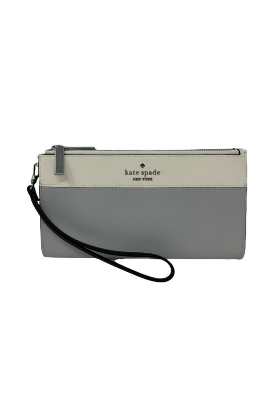 Kate Spade Madison Double Zip Saffiano Leather Wristlet Platinum Grey KC507 $169