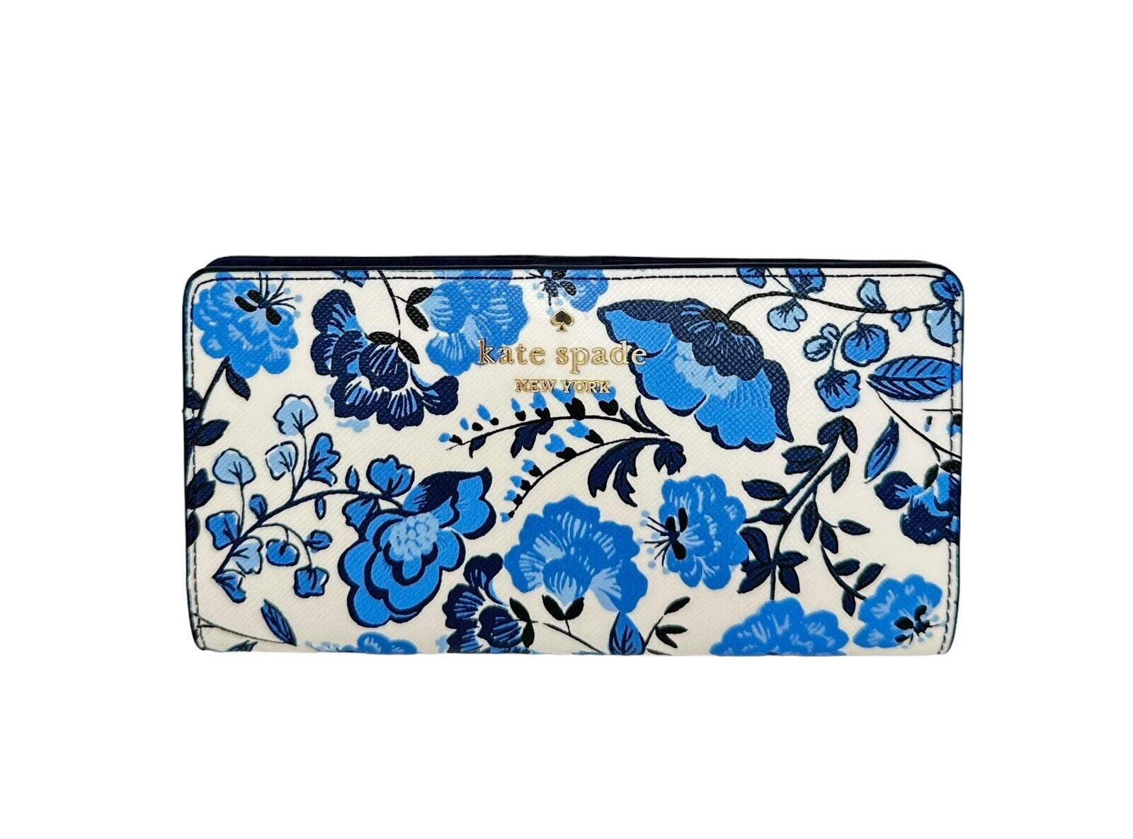Kate Spade Madison Large Vase Floral Large Slim Bifold Blue Wallet KH776 179 Walmart