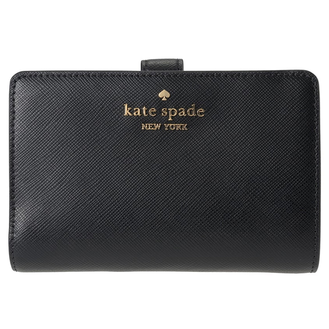 KATE SPADE NEW YORK Women's Madison Saffiano PVC Medium Compact Bifold Wallet (Black)
