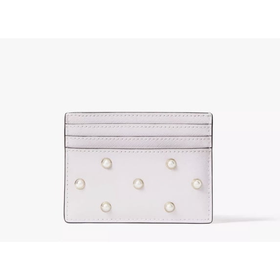 Kate Spade Madison Lilac Studded Faux Pearls Small Slim Card Holder