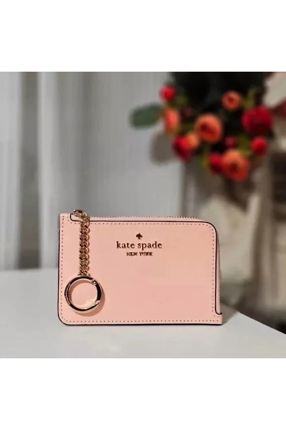 Kate Spade Madison  Medium L-Zip Card Holder Wallet  Conch Pink KG613