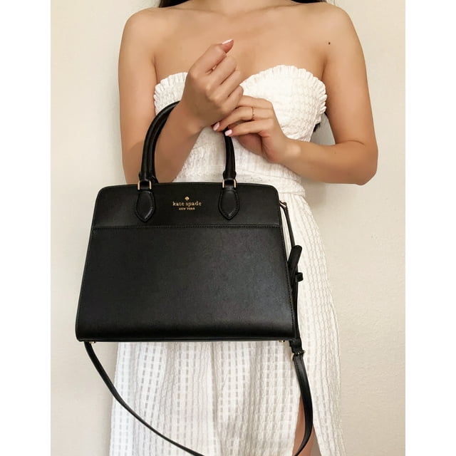 Kate Spade Madison Medium Top Zip Satchel Crossbody Black Saffiano