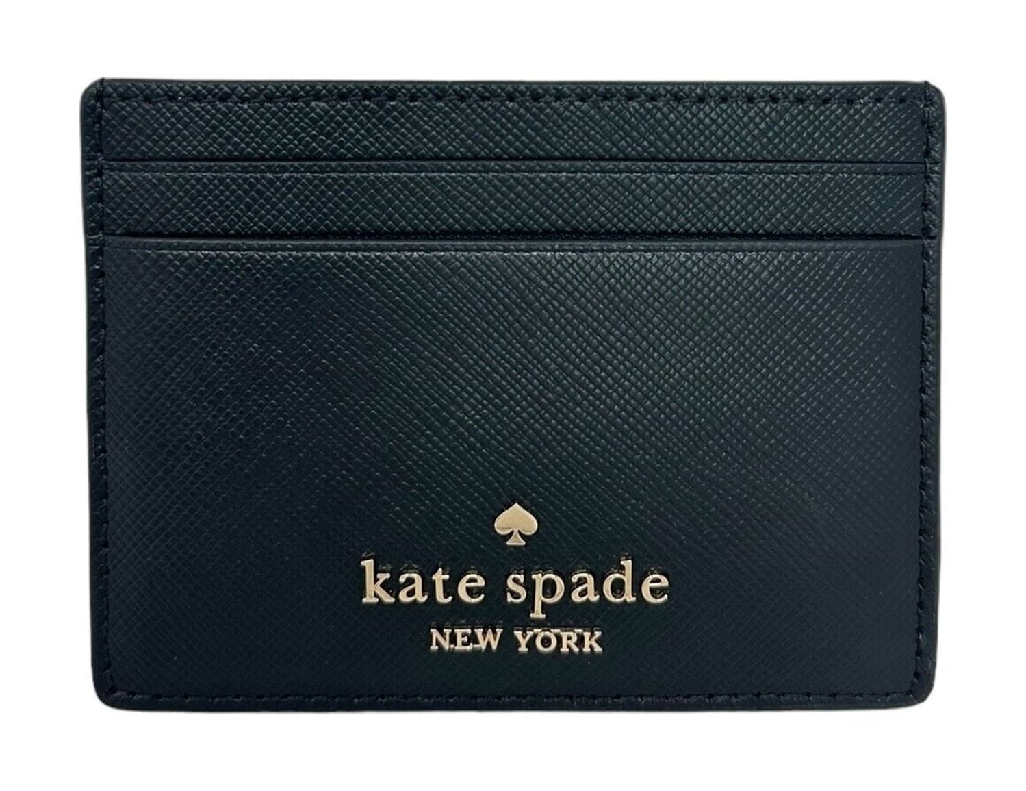 Kate Spade Madison Small Slim Card Holder Black Saffiano Leather Wallet KI368