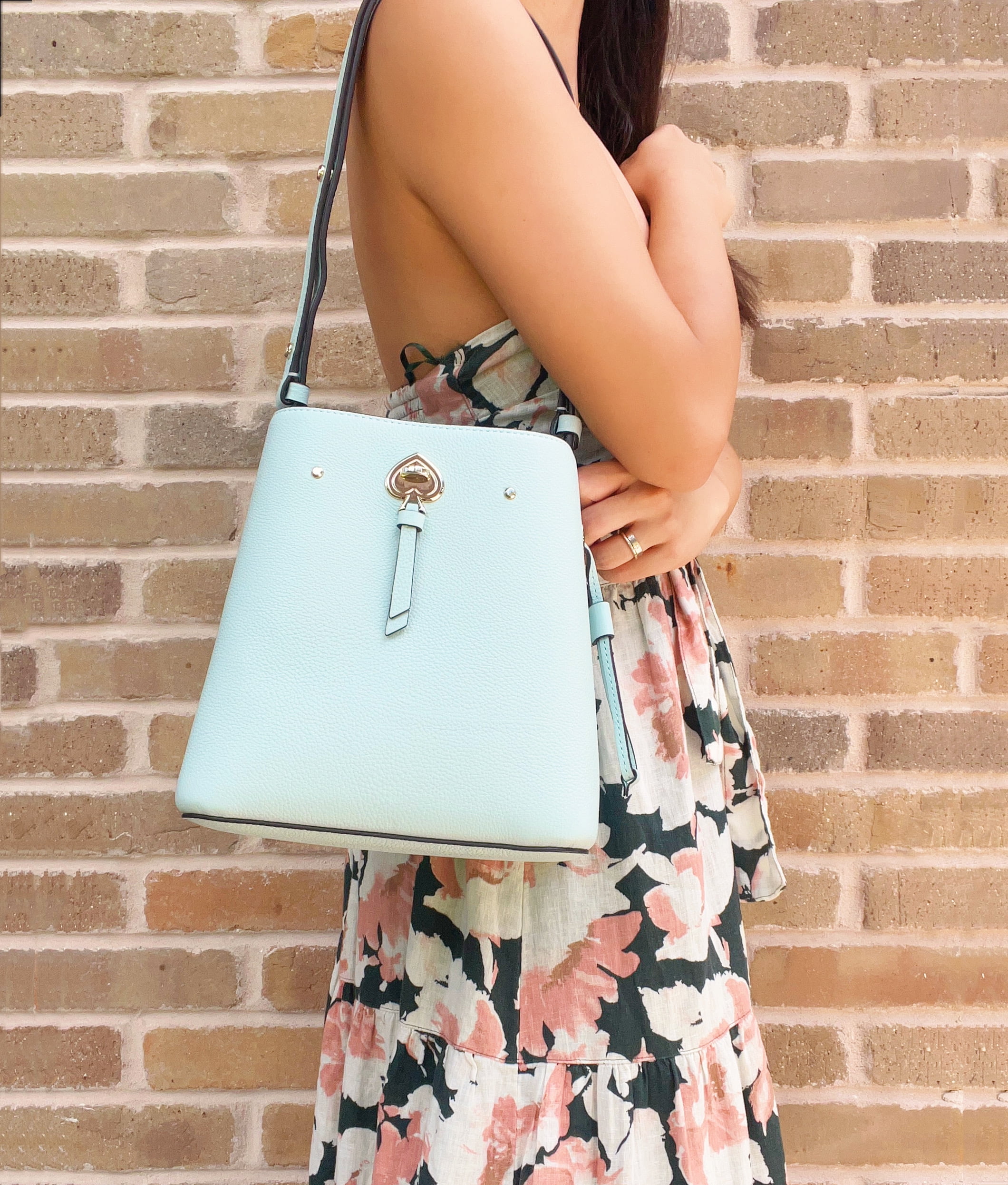 Kate Spade Marti Small Leather Bucket Bag Shoulder Tote Crossbody Bag Blow Glow