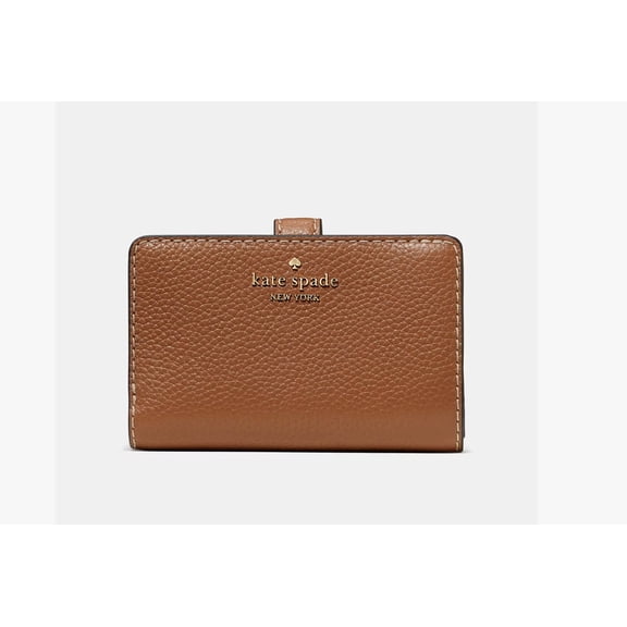 Kate Spade Medium Bifold Wallet Warm Gingerbread | Pebbled Leather | 9 Card Slots | Women's