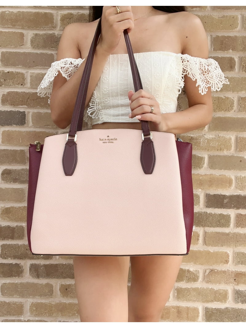 Kate Spade Monet Large Triple Compartment Tote Leather Rose Smoke