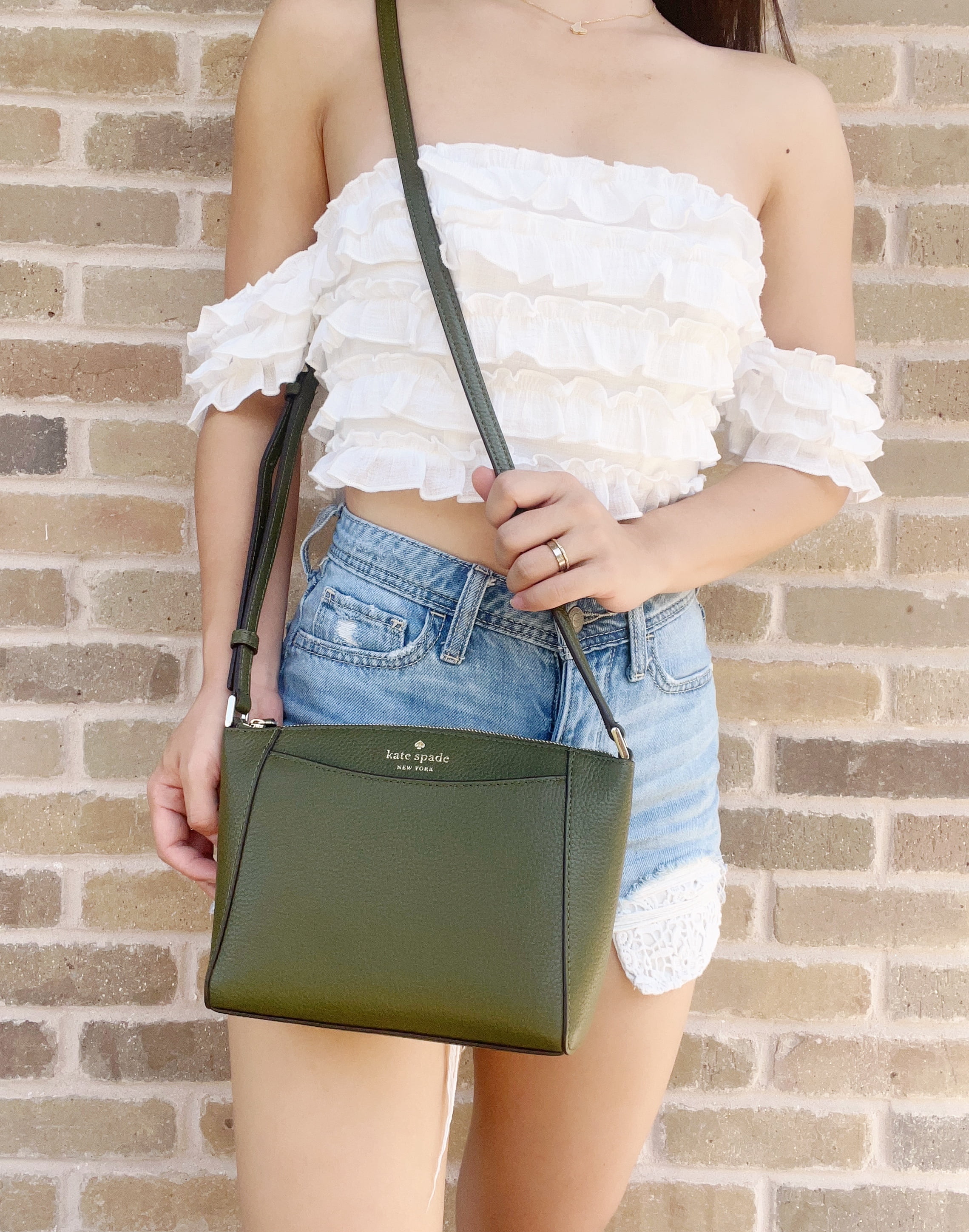 Green leather crossbody purse deals