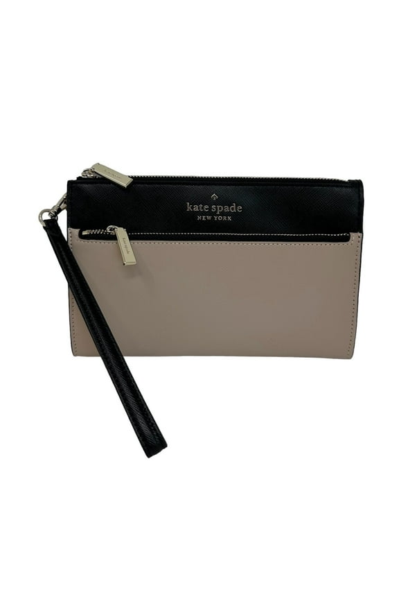 Kate Spade New Staci Saffiano Leather Double Zip Wristlet Warm Beige K6122 $149