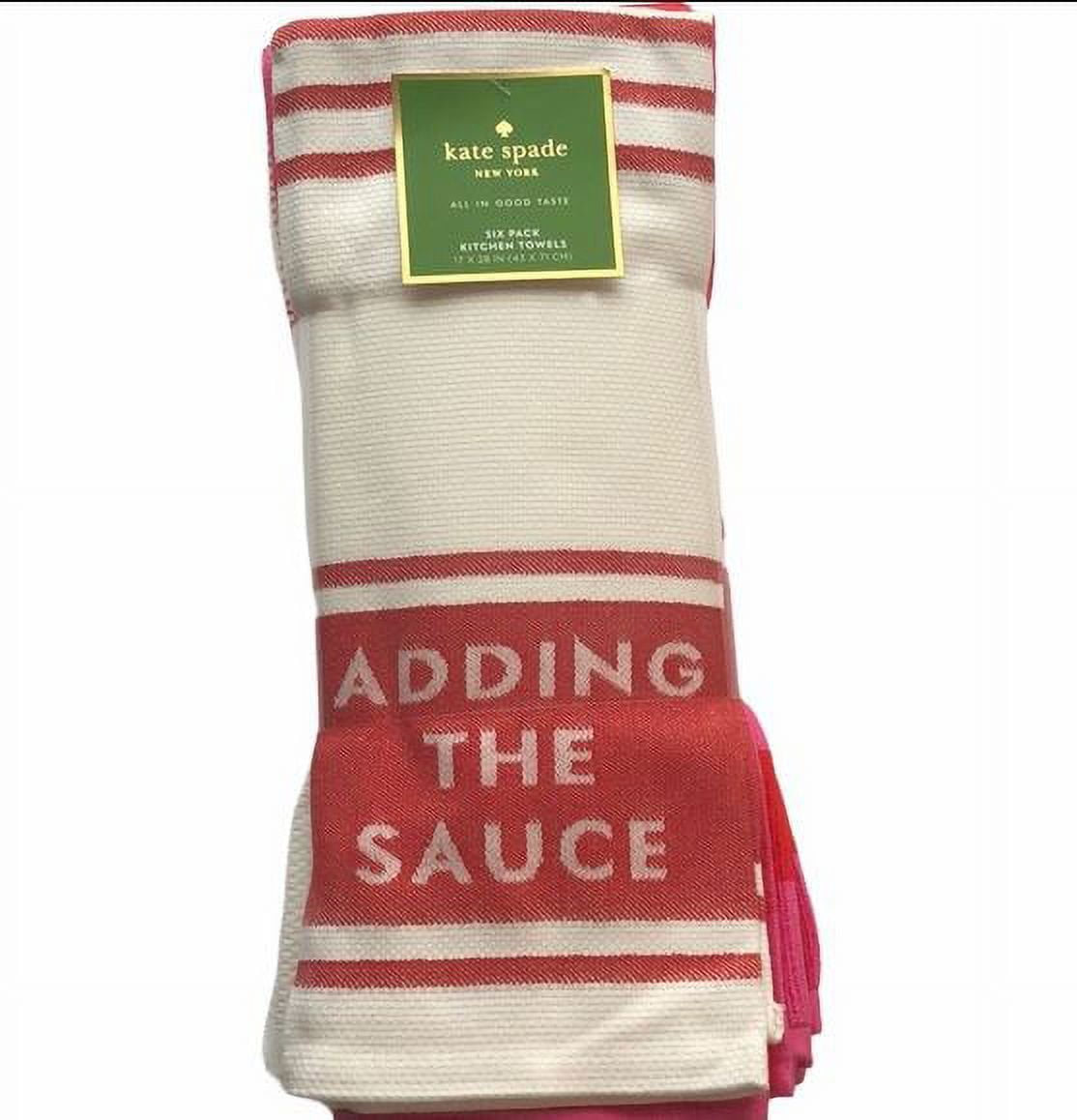 Kate Spade New York 6 Pack Kitchen Towels ADDING THE SAUCE, 17x28 -NEW