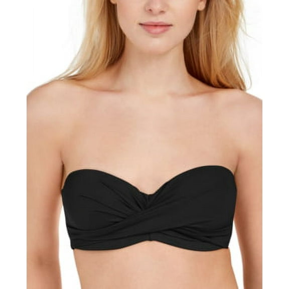 Kate Spade New York BLACK Bandeau Underwire Bikini Swim Top, US Medium