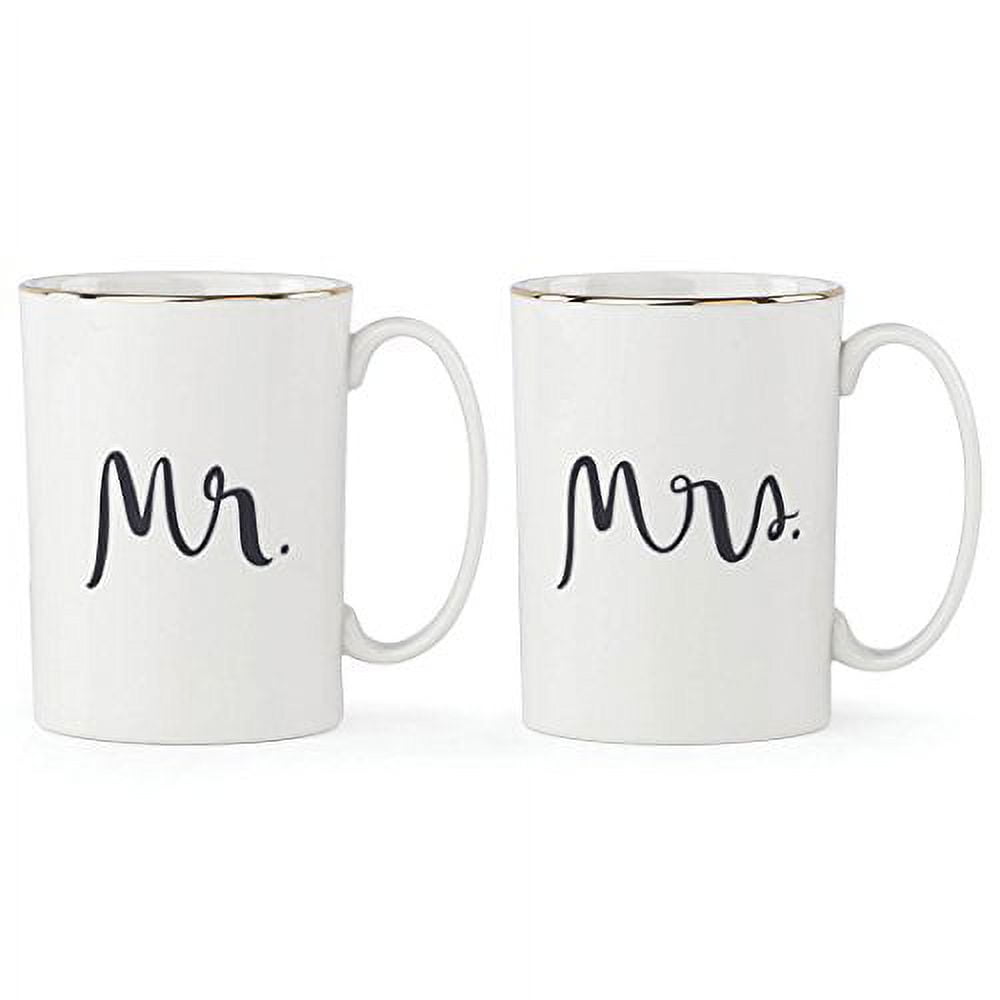 White Ceramic Mr. and Mrs. Typography Mug Set, 2 Piece
