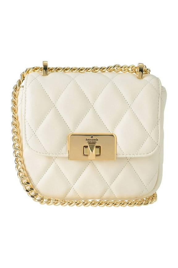 Carey Quilted Micro Flap Crossbody Bag (Meringue)