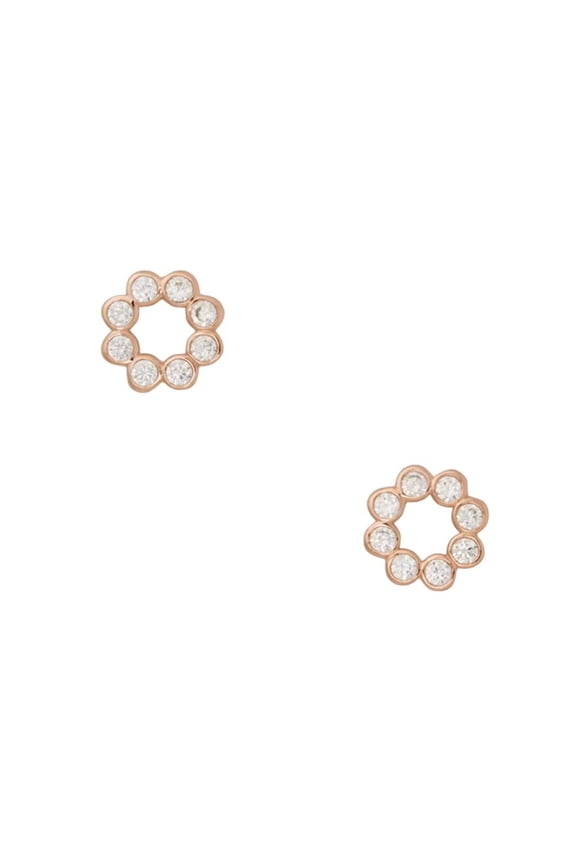 Earrings Full Circle Rose Gold Pave Studs Womens Jewelry Gift