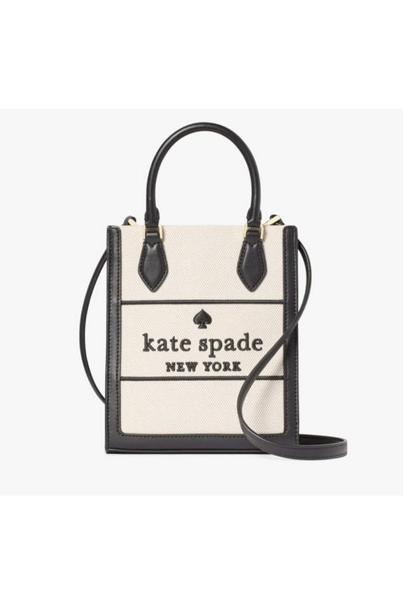 Ellie Canvas Mini Tote Crossbody Bag Black Multi