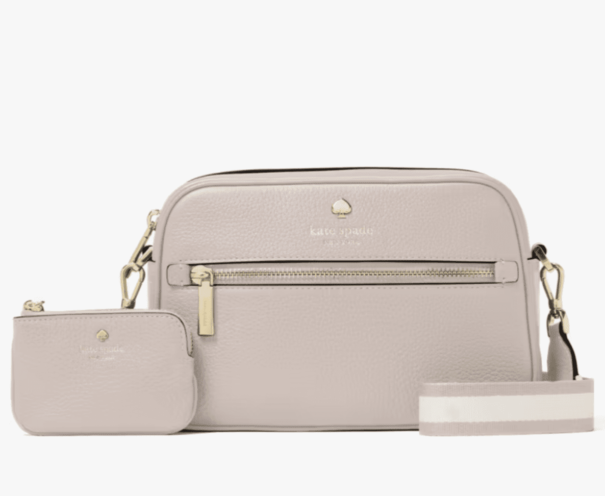 Kate Spade New York Emma Camera Bag Crossbody – Pebbled Leather Designer Handbag with Zip Closure & Adjustable Strap