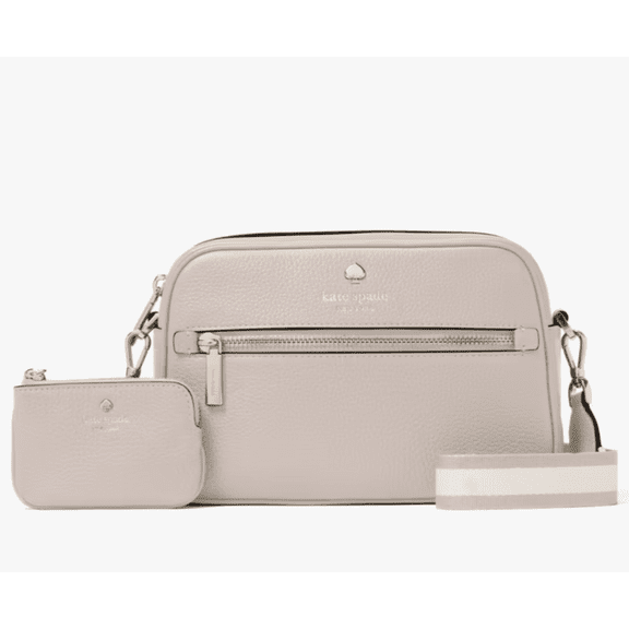Kate Spade New York Emma Camera Bag Crossbody – Pebbled Leather Designer Handbag with Zip Closure & Adjustable Strap
