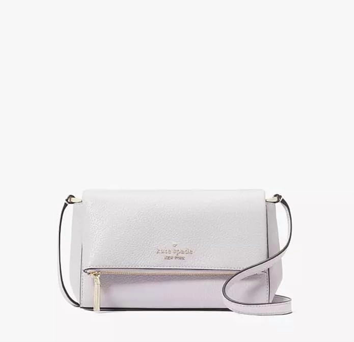 KATE SPADE NEW YORK Leila Mini Zip Lilac Moonlight Pebble Leather Crossbody Bag, Lilac Moonlight