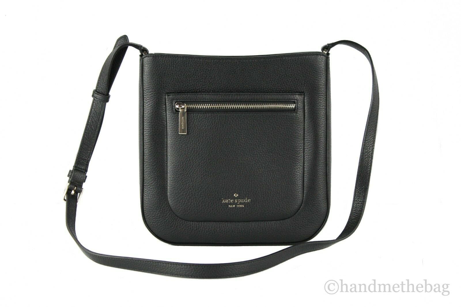 Kate Spade Leila North South Top Zip Crossbody Black Pebbled Leather