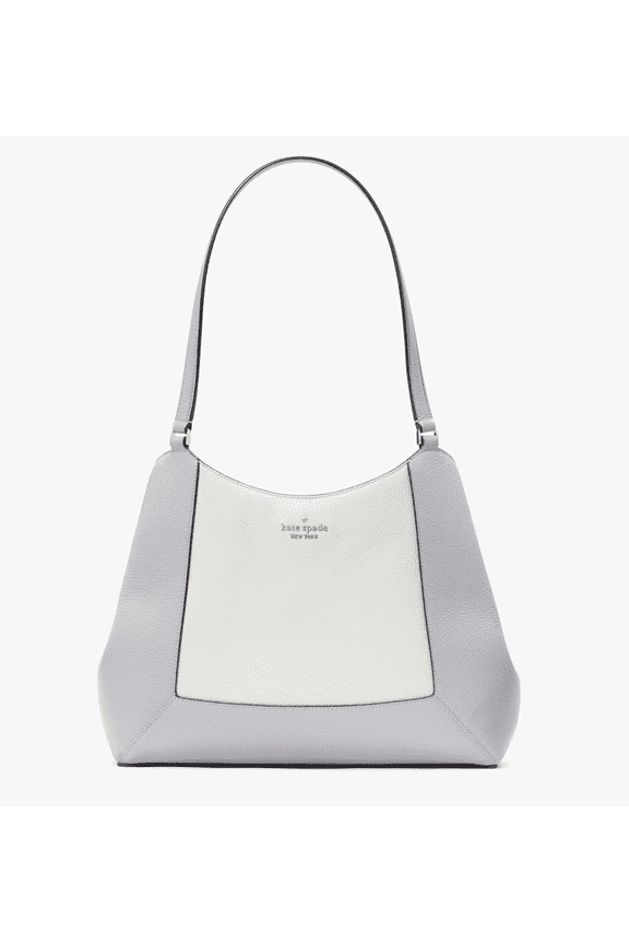 Lena Colorblock Large Triple Compartment Shoulder Bag KH439  Pebbled Leather Tote with Zip & Snap Closure