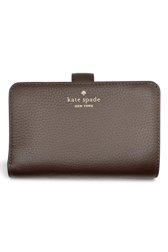 Lena Pebbled Leather Medium Bifold Wallet (Hot Fudge)