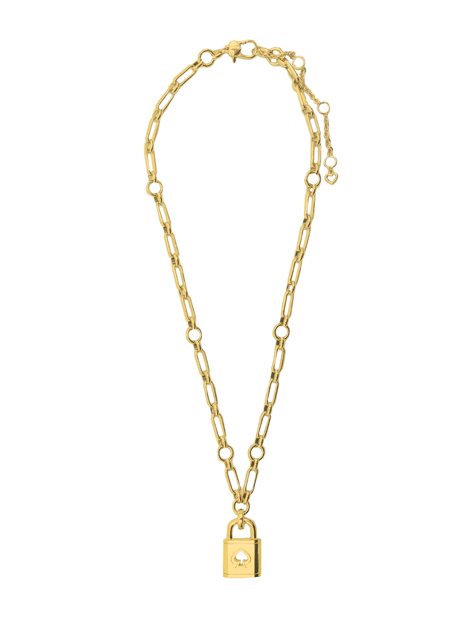 18K Yellow Gold Diamond Padlock Pendant Necklace, 16