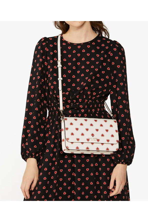 Madison Heart Geo Flap Crossbody Bag Handbag Cream Multi