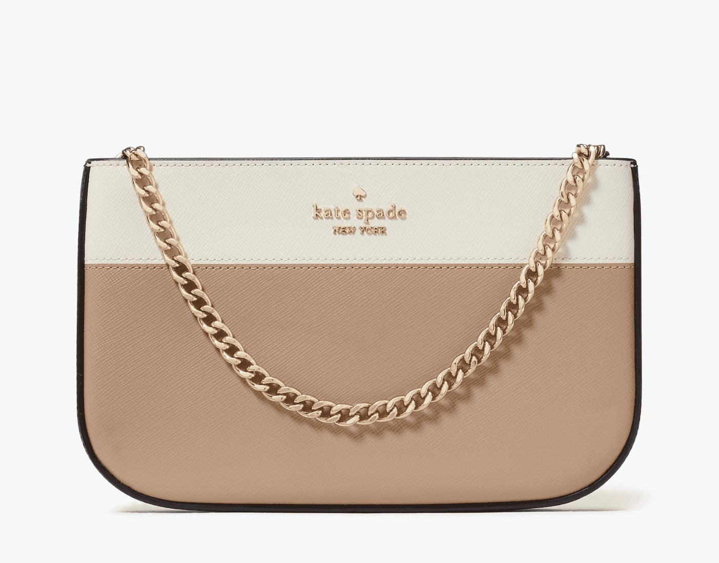 Kate Spade New York Madison Lilly Pochette, Toasted Hazelnut Multi Beige Saffiano Leather Handbag, KI374