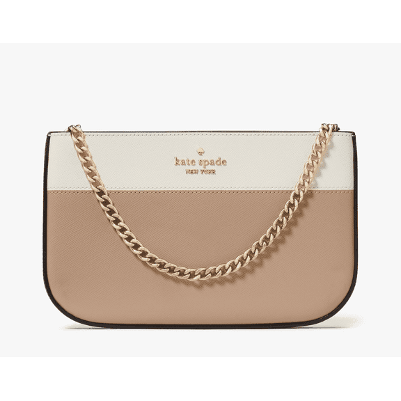Kate Spade New York Madison Lilly Pochette, Toasted Hazelnut Multi Beige Saffiano Leather Handbag, KI374
