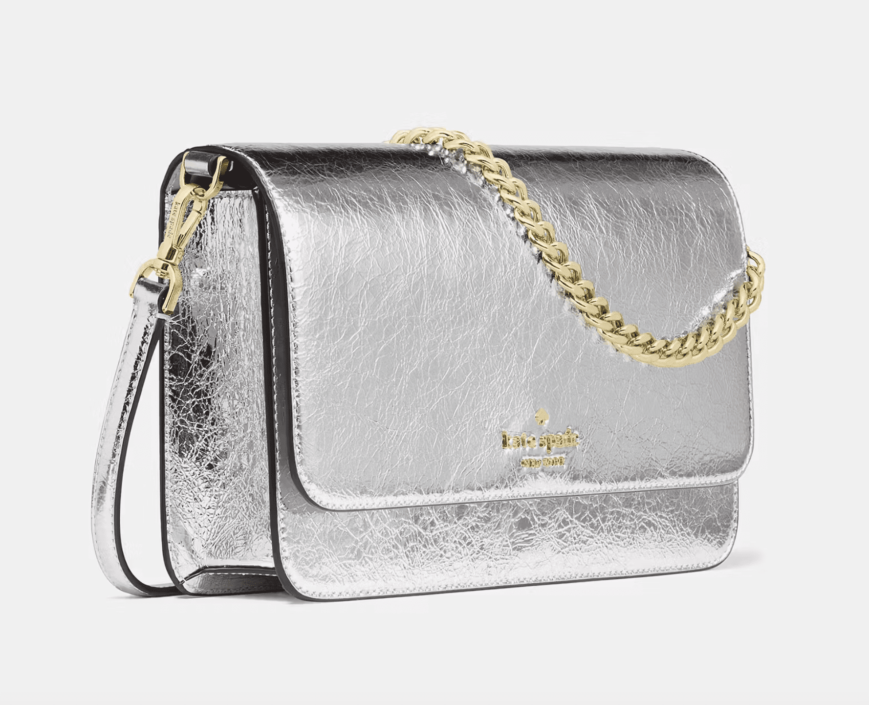 Kate Spade New York Madison Willow Medium Convertible Crossbody Bag, Crinkle Metallic Leather
