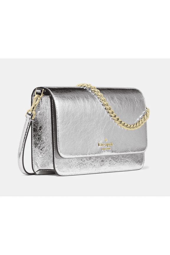 Madison Willow Medium Convertible Crossbody Bag, Crinkle Metallic Leather