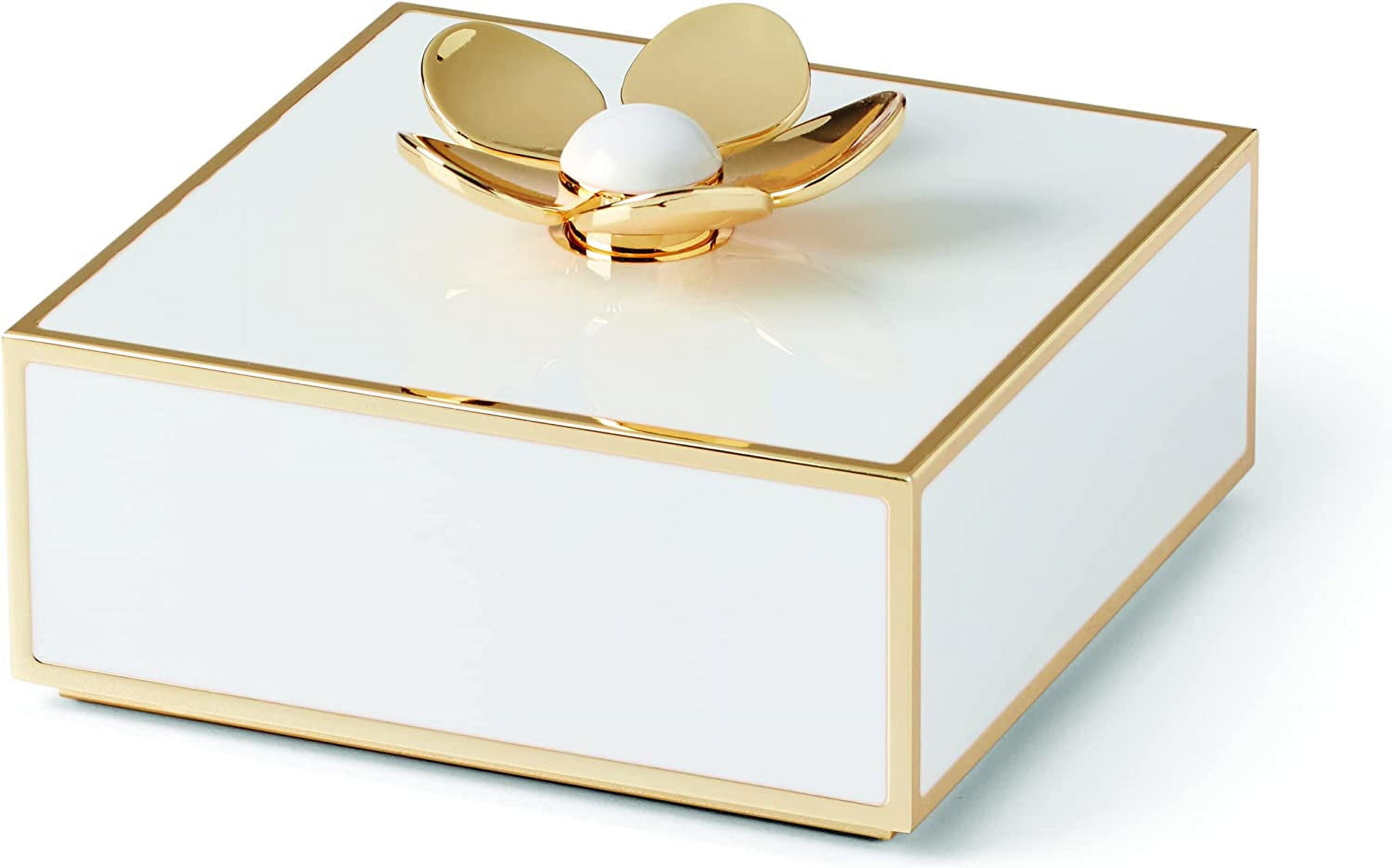 Elegant Gold Square Keepsake Box with Floral Top