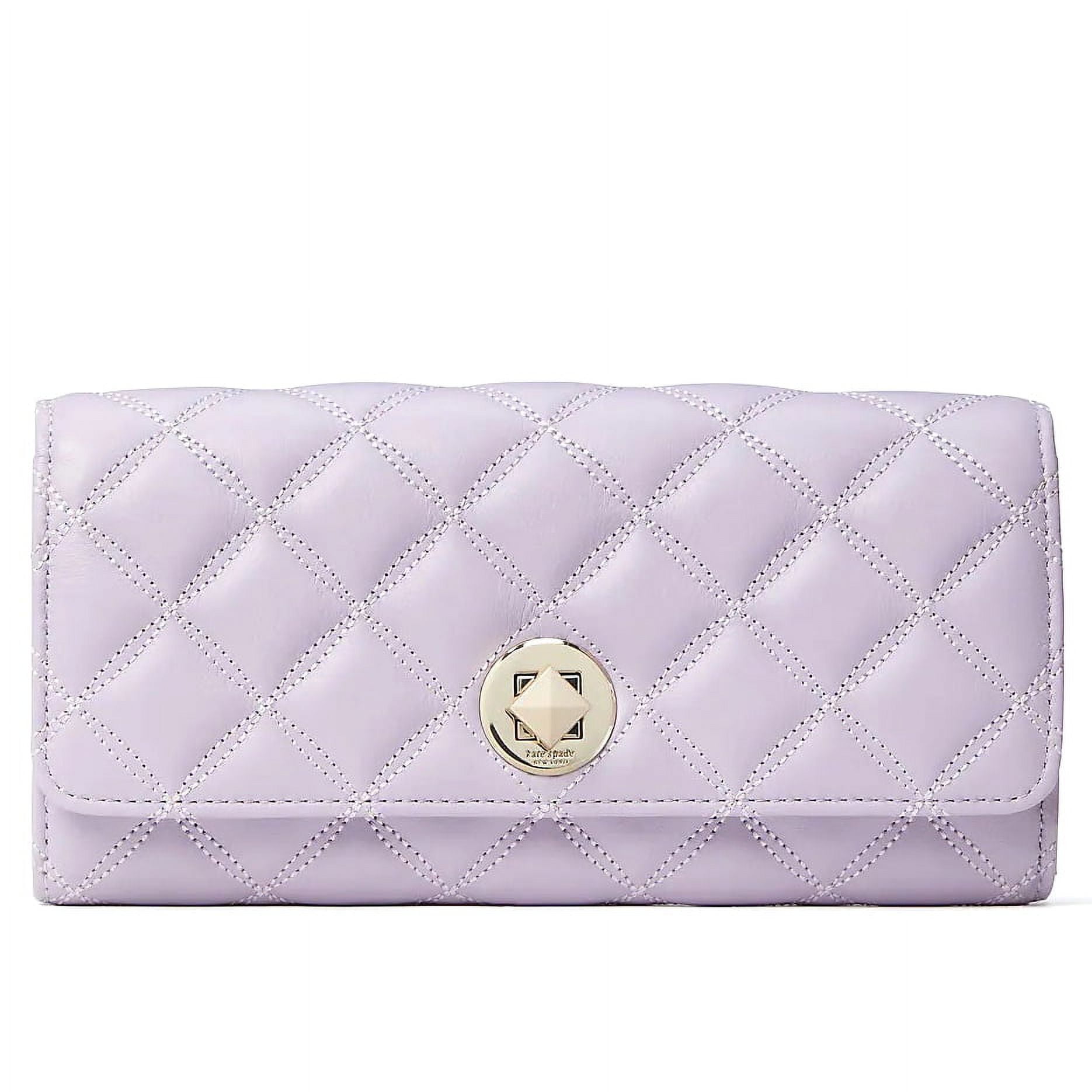 Kate Spade New York Natalia Large Quilted Leather Turn Lock Wallet Lilac Frost