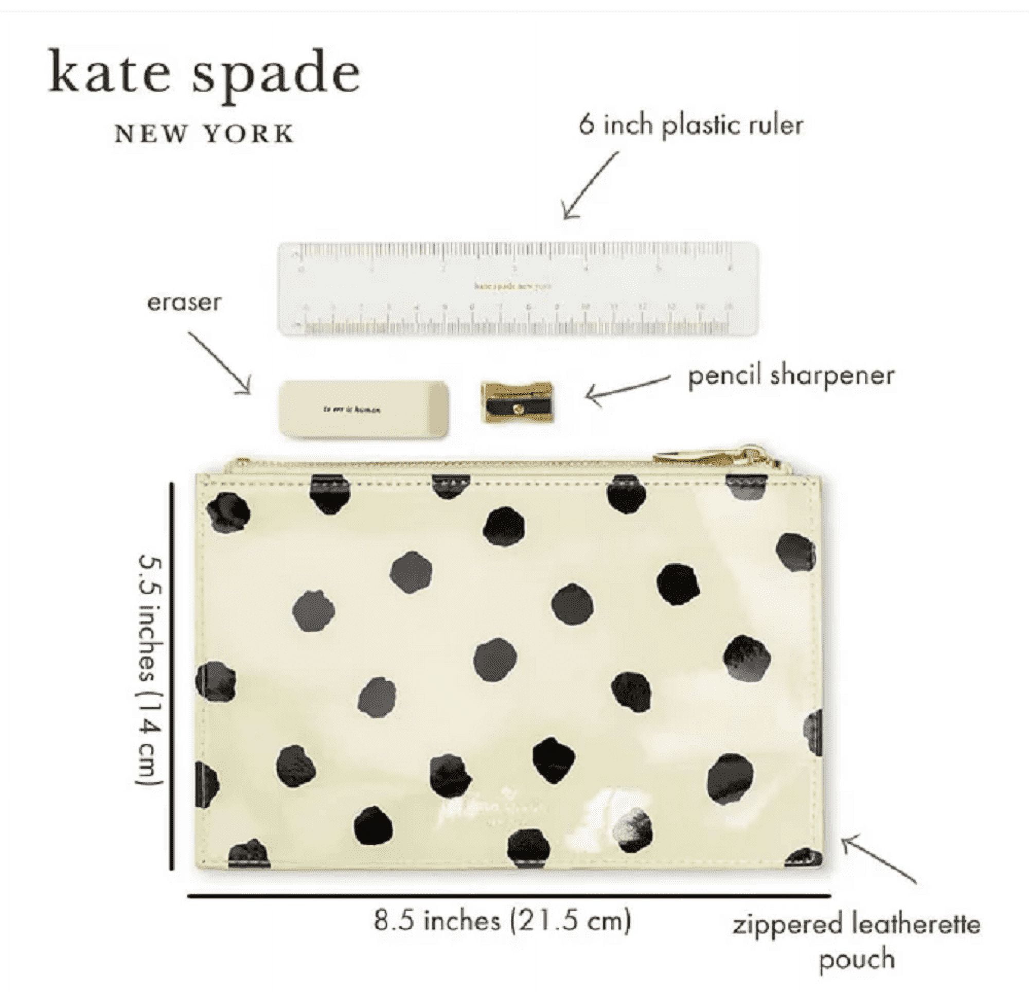  Kate Spade New York Pen and Pencil Case with Office Supplies,  Zip Pouch Includes 2 Pencils, Sharpener, Eraser, and Ruler, Flower Bed :  Office Products