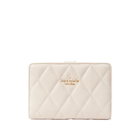 Kate Spade Carey Smooth Quilted Leather Medium Compact Bifold Wallet Parchment