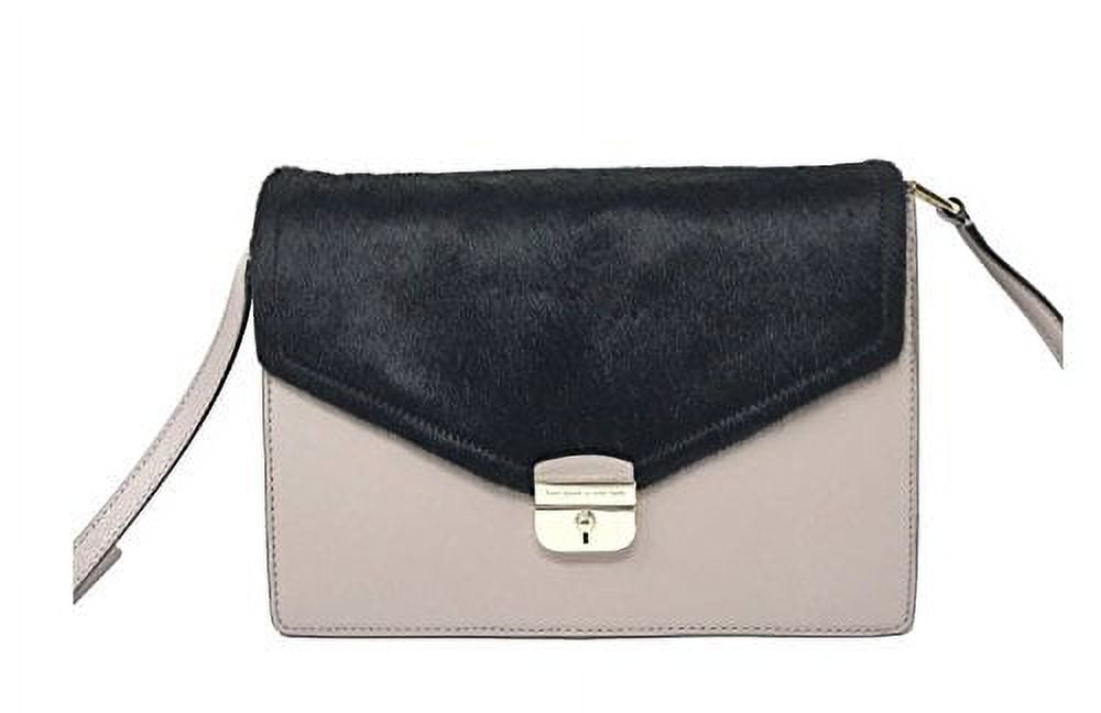Kate Spade New York SAYRA Hyde Place Leather/Calf Hair Crossbody Bag Messenger, Mousse Frost/Black