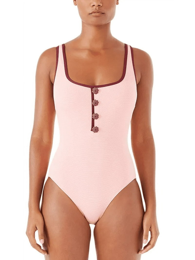 Kate Spade New York SHELL PINK Contrast-Trim One-Piece Swimsuit