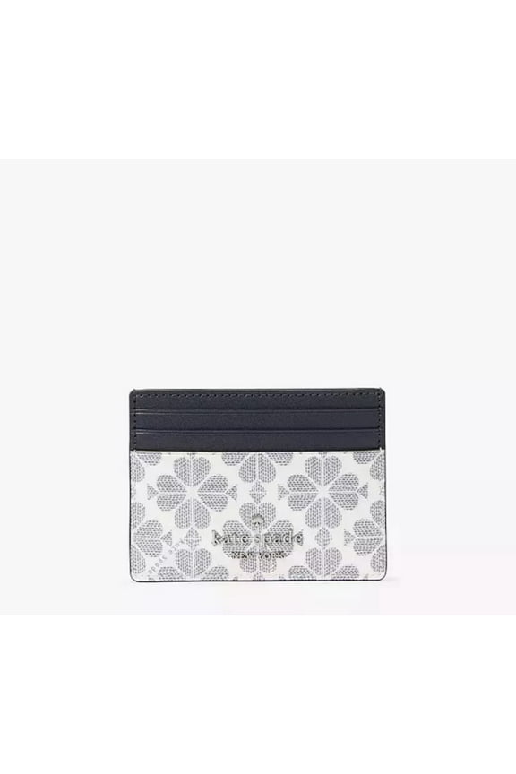 Signature Spade Flower Small Slim Card Holder In Navy Multi