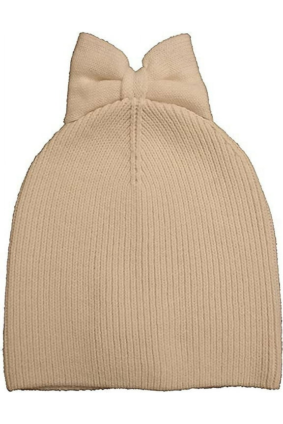 Solid Bow Beanie (Cream)