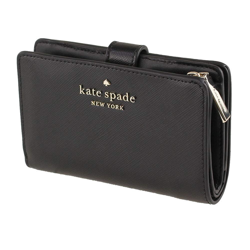Kate Spade New York Staci Black Bifold Wallet, Saffiano Leather,