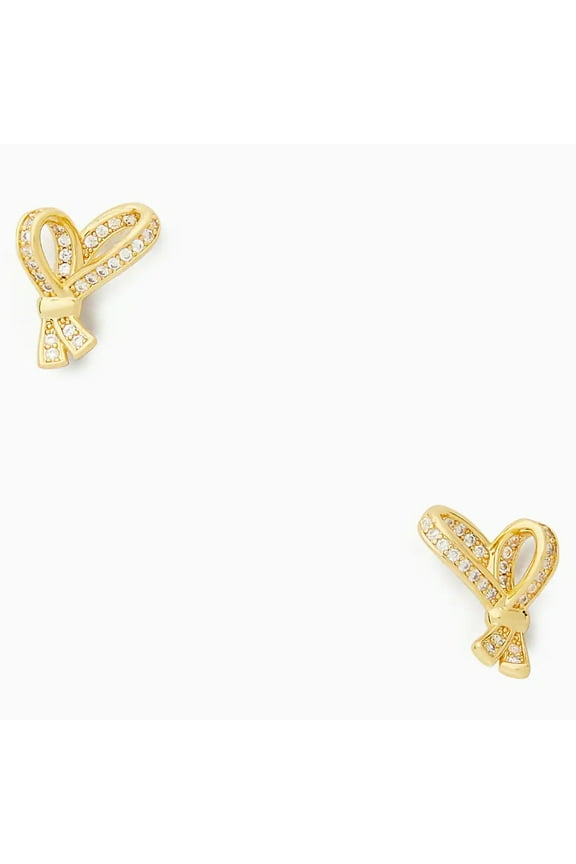 Women's All Tied Up Gold Plated Metal Pave Studs Earrings (Clear / Gold)