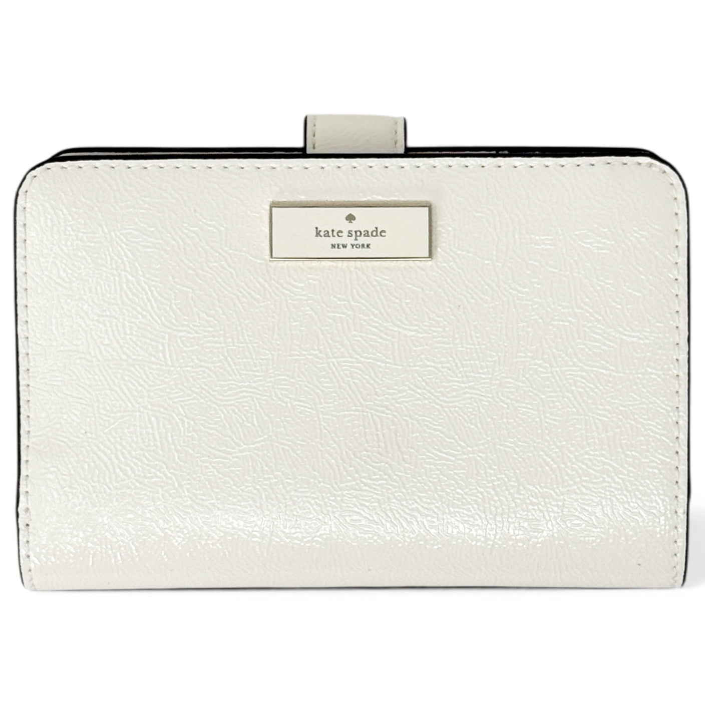 Kate Spade New York Women’s Bridget Medium Crinkle Patent Leather Bifold Wallet (Meringue)