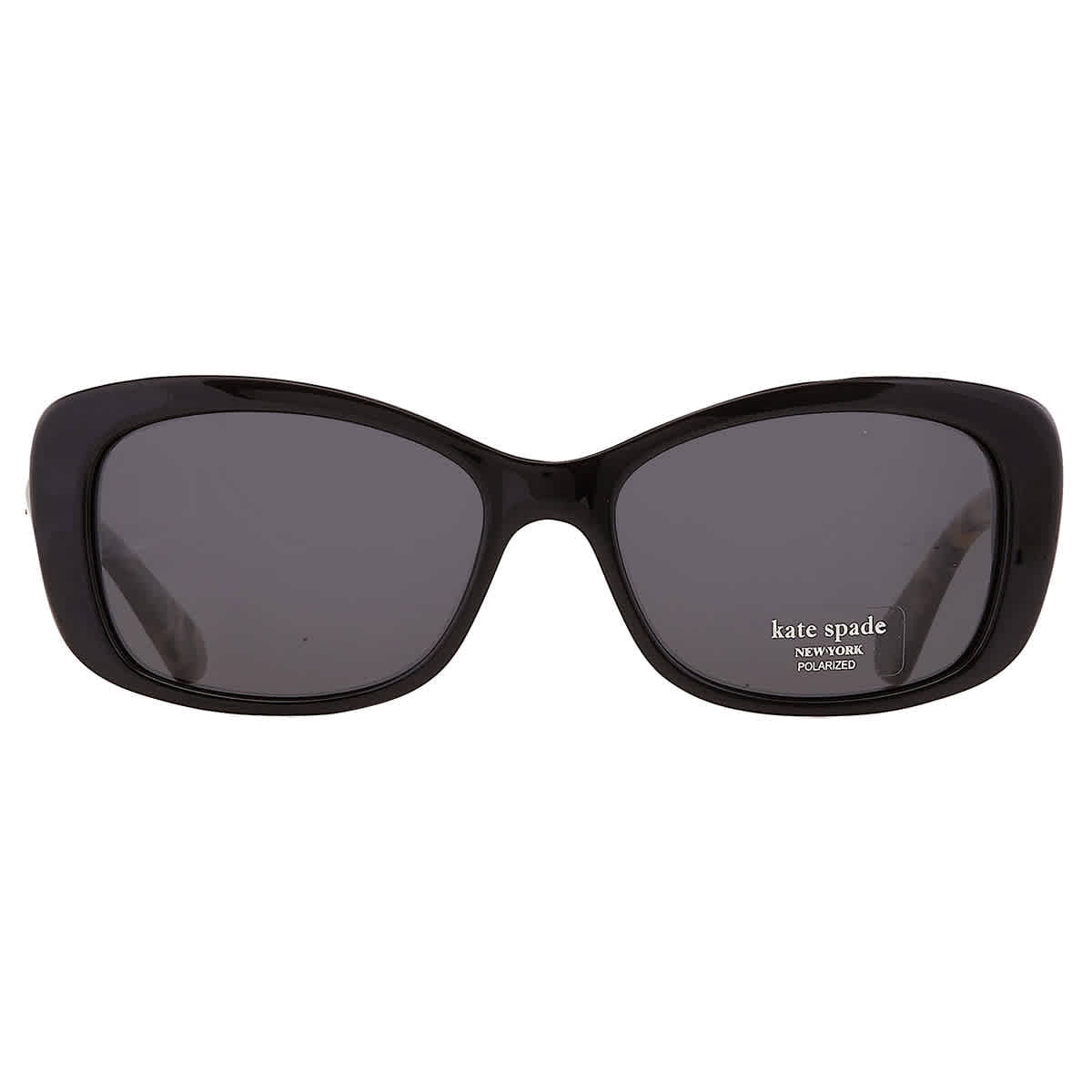 Kate Spade New York Women's Claretta Polarized Rectangular Sunglasses, Black Havana, 53 mm