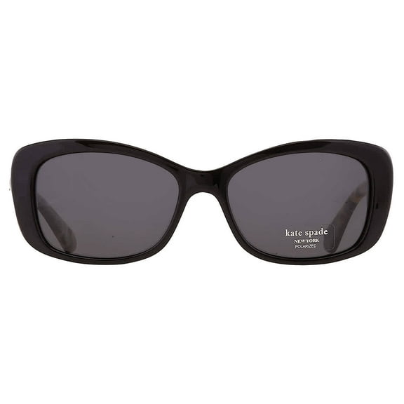 Kate Spade New York Women's Claretta Polarized Rectangular Sunglasses, Black Havana, 53 mm