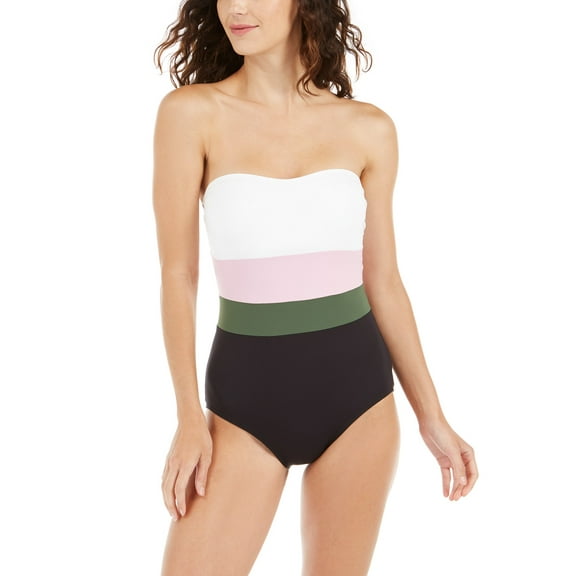 Kate Spade New York Women's Colorblocked Strapless One-Piece Swimsuit Black Size XS