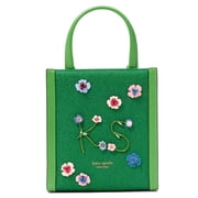 Kate Spade New York Women s Floral Appliqu  Mini Tote Crossbody Bag Green Multi